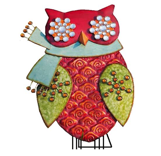 ADORNO METALICO DISEÑO DE BUHO NAVIDEÑO