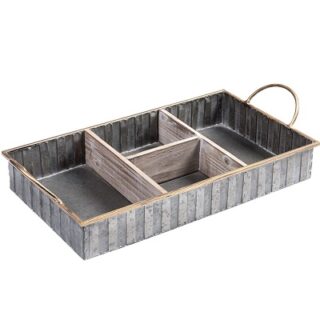BANDEJA DE METAL CON COMPARTIMIENTOS DE MADERA 47 X 27 X 7 C