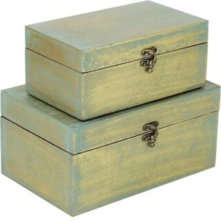 JUEGO DE 2 COFRES VERDE/DORADO