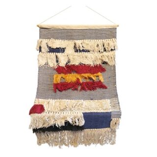 CORTINA DECORATIVA COLOR AZUL Y BEIGE 76 X 127 CM