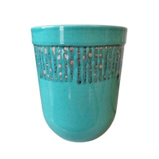 MACETA DE CERAMICA COLOR CELESTE 19 CM