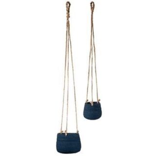 SET DE MACETAS DE PAJA COLOR AZUL 2 PC