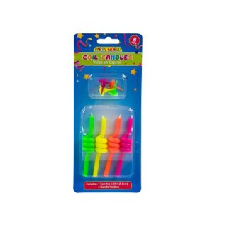 VELAS EN ESPIRAL PARA FIESTA 8 PC