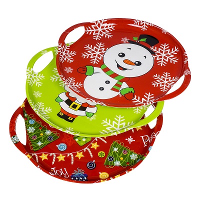 BANDEJA NAVIDEÑA REDONDA 30X33 CM