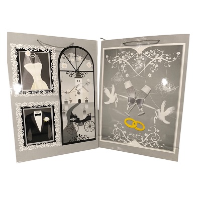 BOLSA PARA REGALO DE BODA 45.5X33 CM- GRIS