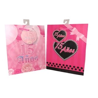 BOLSA PARA REGALO 15 AÑOS 22.5X18.5 CM