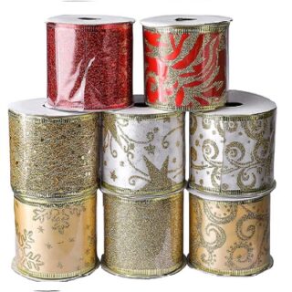 SET DE LISTONES NAVIDEÑOS 8 PC 5.5 YARDAS