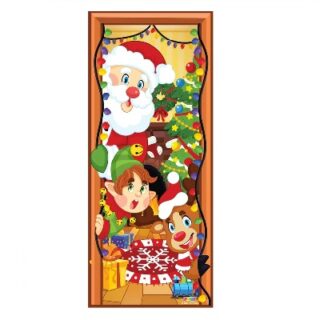 SET FUNDAS PLASTICAS NAVIDEÑAS PARA PUERTA 3 PC