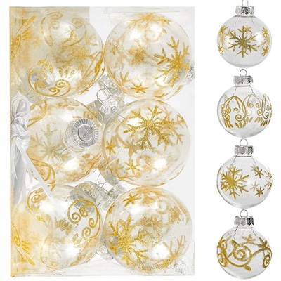 BOMBAS NAVIDEÑAS TRANSPARENTES 12 PC