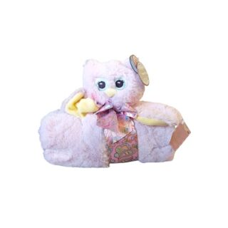 PELUCHE DE BUHO PARA BEBE COLOR ROSADO 25 X 23 CM