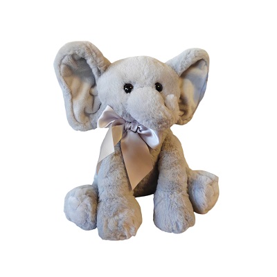 PELUCHE DE ELEFANTE COLOR GRIS 28 X 14 CM