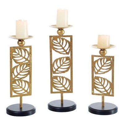 SET DE PORTA VELAS 36,40,46 CM NO INCLUYE VELAS