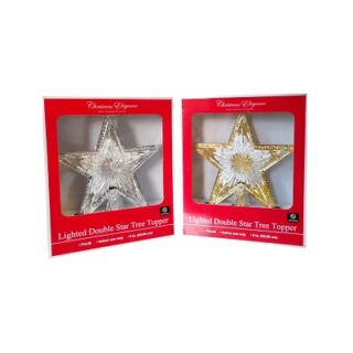 ESTRELLA DOBLE PARA PUNTA DE ARBOL 9 PULG CON LUZ