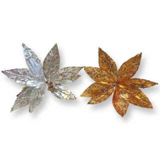 FLOR NAVIDEÑA DE TERCIOPELO CON LENTEJUELAS 30 CM