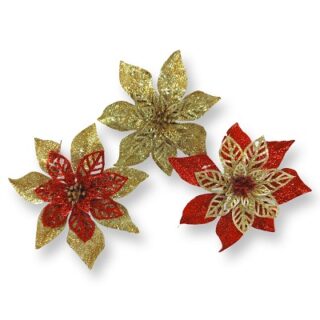 FLOR NAVIDEÑA CON PINZA 20 CM