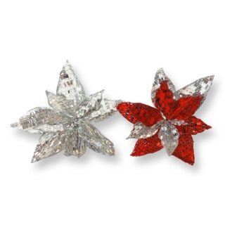 FLOR NAVIDEÑA CON LENTEJUELAS 26 CM