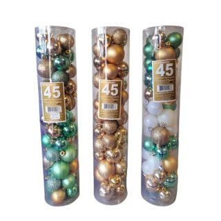 SET DE BOMBAS NAVIDEÑAS VARIOS COLORES 45 PC