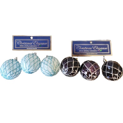 BOMBAS NAVIDEÑAS CON BRILLANTINA 6 CM VARIOS DISEÑOS