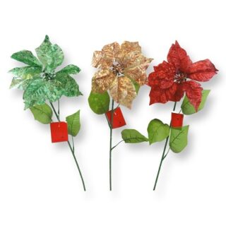 FLOR NAVIDEÑA CON BRILLANTINA 68 CM