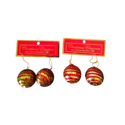 BOMBAS NAVIDEÑAS CON LENTEJUELAS 2 PC
