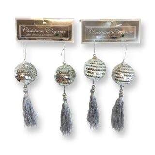 BOMBAS NAVIDEÑAS CON LENTEJUELAS Y BORLA 2 PC