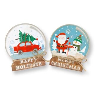 BOLA NAVIDEÑA DE MADERA PARA DECORACION 14 CM