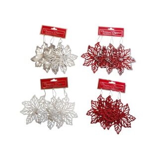 FLOR NAVIDEÑA 3 PC DECORATIVA 14 CM