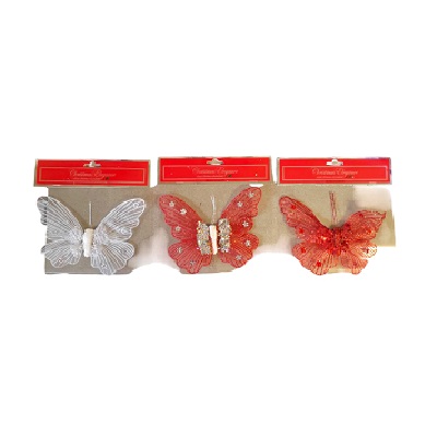 MARIPOSA DECORATIVA NAVIDEÑA 14 CM