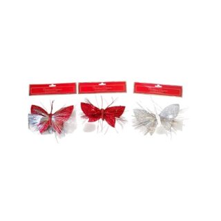 MARIPOSAS NAVIDEÑAS DECORATIVAS 14 CM