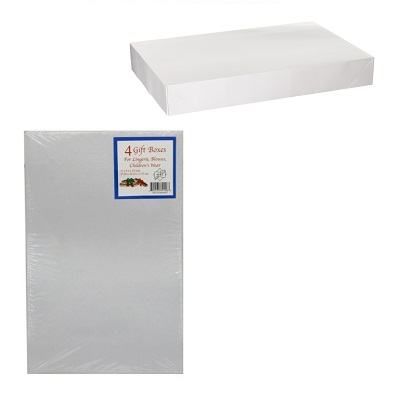 CAJA DE REGALO BLANCA 4 PC DE 27.94 X 20.32 X 3.17 CM