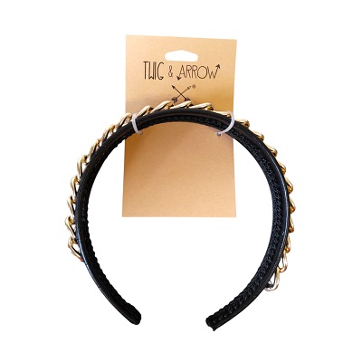 DIADEMA DE CUERO COLOR NEGRO 15 CM