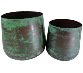 SET DE MACETAS DE METAL 2 PC 17x17 CM 21x22 CM TUTTO CASA
