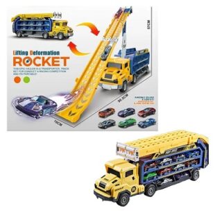 CAMION PISTA 50 CM DE LARGO -CON 6 VEHICULOS -