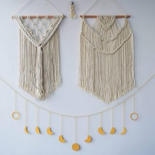 DECORACIÓN PARA PARED DE MACRAMÉ + LUNA 2 PC