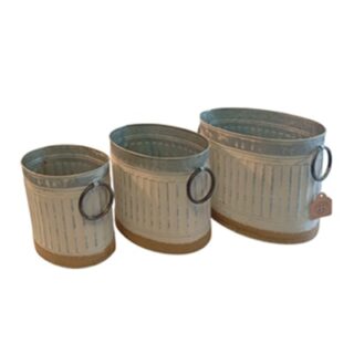 JARDINERAS DE HOJALATA COLOR BLANCAS 3 PC