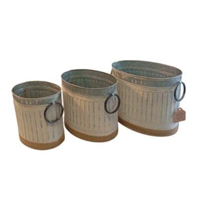 JARDINERAS DE HOJALATA COLOR BLANCAS 3 PC