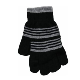 GUANTES NEGROS CON RAYAS GRISES