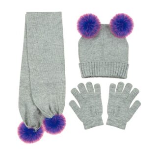 SET DE GORRO-GUANTES Y BUFANDA PARA NIÑAS -GRIS-